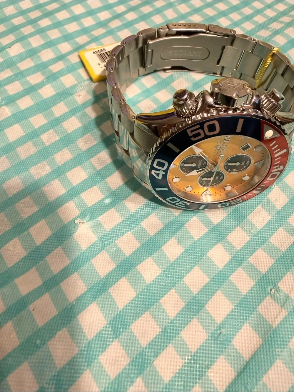 Brand New Invicta Grand Diver- 52mm, Pepsi Bezel/Mango Dial- Chronograph